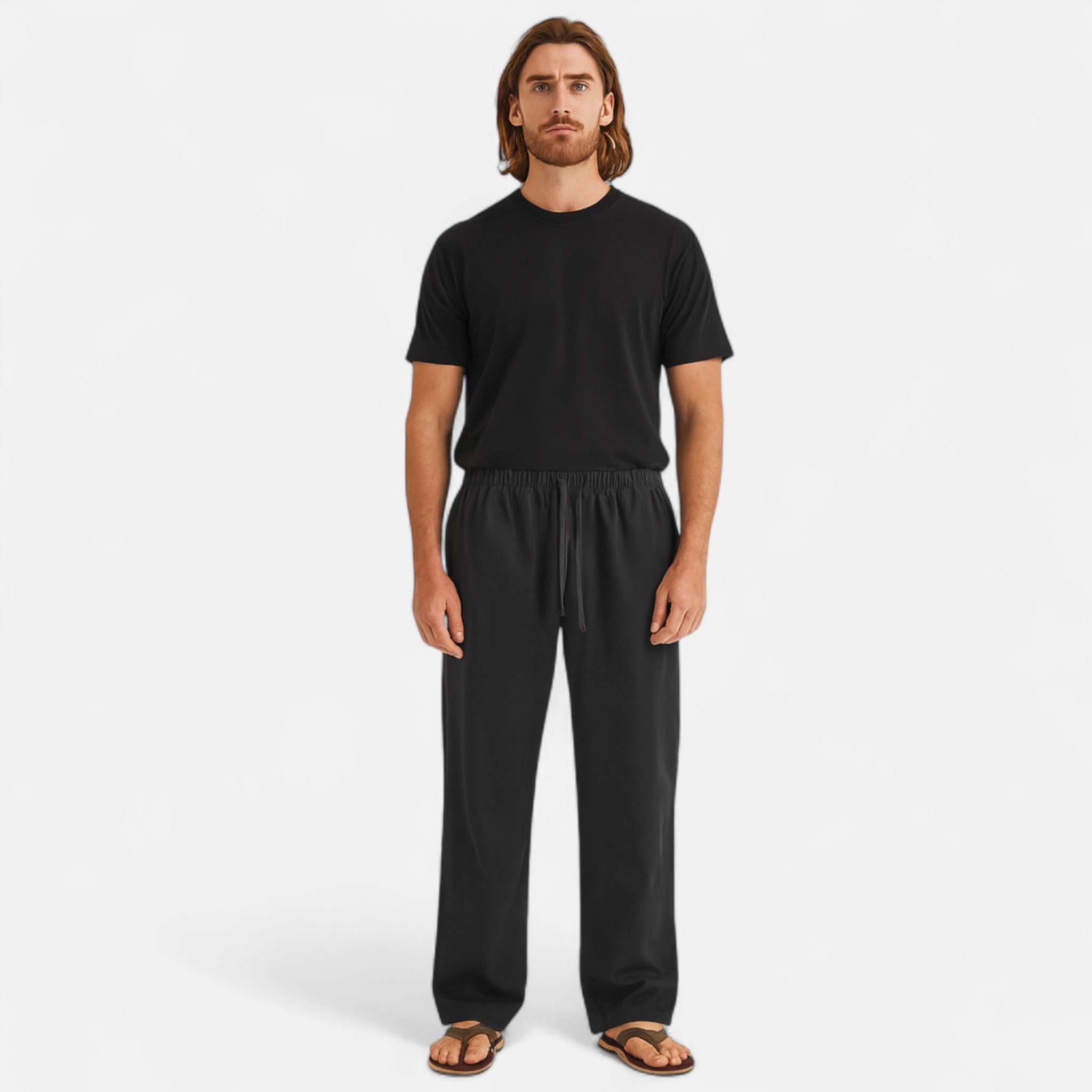 Wide-Leg Men's Trousers | Comfortable Cotton Blend | Casual Everyday Wear