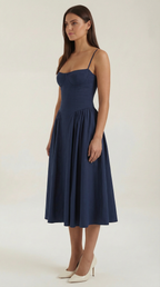 Corset Midi Dress in Elegant Fabric for Formal Events and Special Occasions