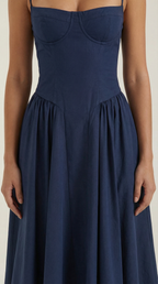 Corset Midi Dress in Elegant Fabric for Formal Events and Special Occasions
