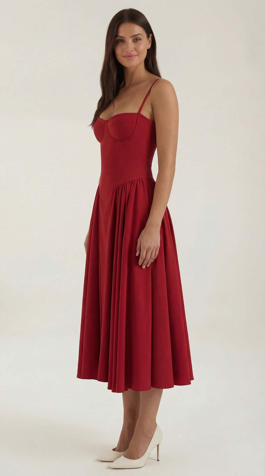Corset Midi Dress in Elegant Fabric for Formal Events and Special Occasions