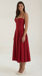 Corset Midi Dress in Elegant Fabric for Formal Events and Special Occasions
