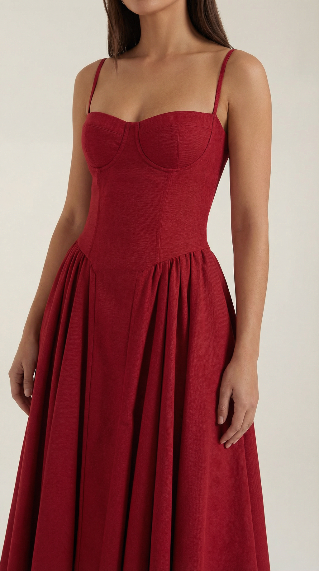 Corset Midi Dress in Elegant Fabric for Formal Events and Special Occasions