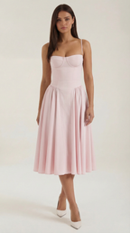 Corset Midi Dress in Elegant Fabric for Formal Events and Special Occasions
