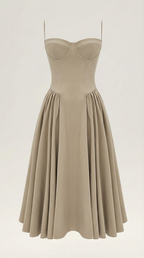 Corset Midi Dress in Elegant Fabric for Formal Events and Special Occasions