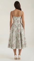 Corset Midi Dress in Elegant Fabric for Formal Events and Special Occasions