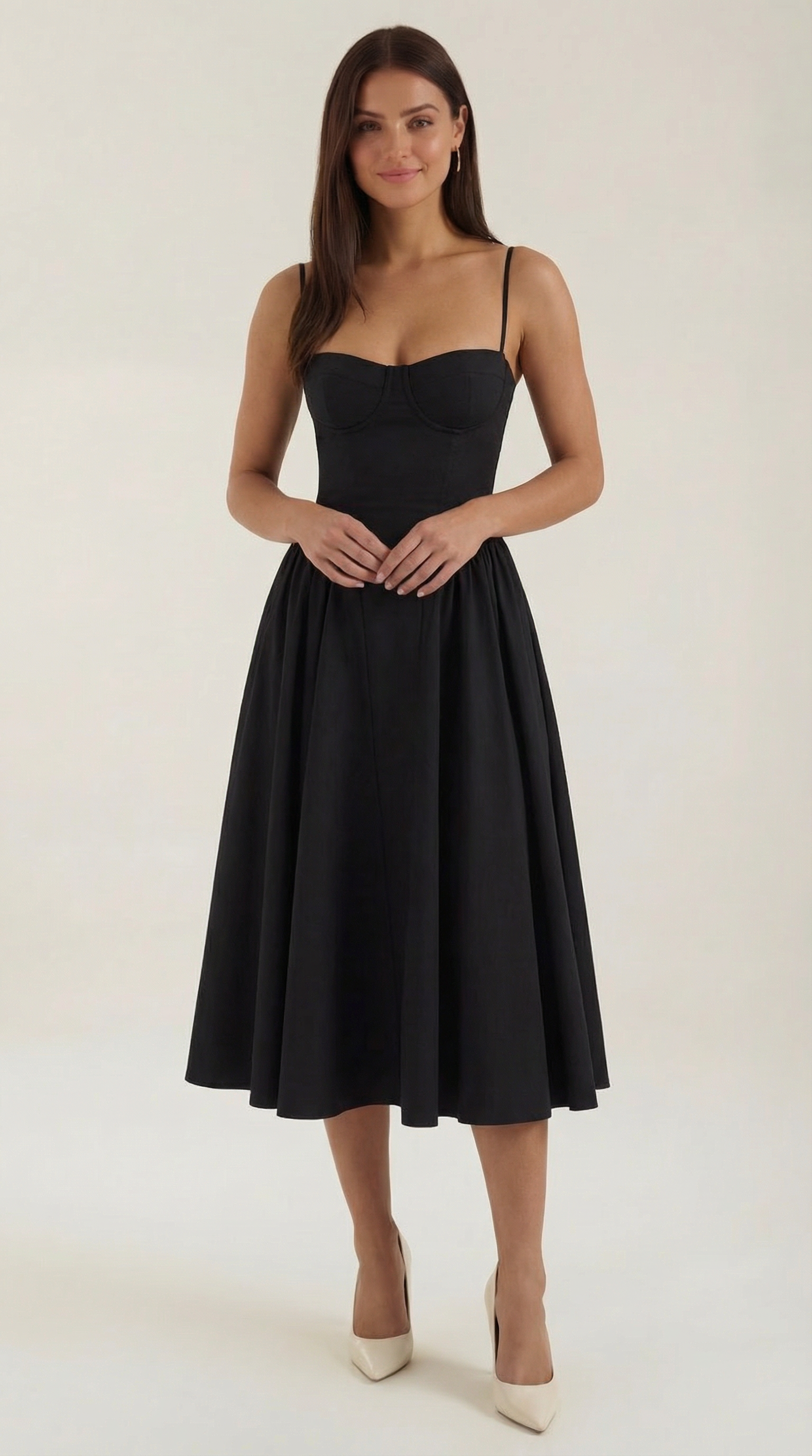 Corset Midi Dress in Elegant Fabric for Formal Events and Special Occasions