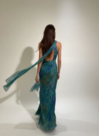 Floral Maxi Dress in Soft Fabric - Monet-Inspired Design for Summer Events