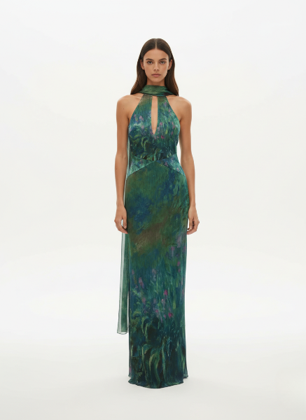 Floral Maxi Dress in Soft Fabric - Monet-Inspired Design for Summer Events