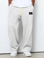 Waffle-Textured Full-Length Pants with Drawstring and Side Pockets for Men
