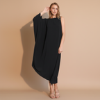 One-Sleeve Matte Crepe Dress - Elegant Evening Wear for Cocktail Parties