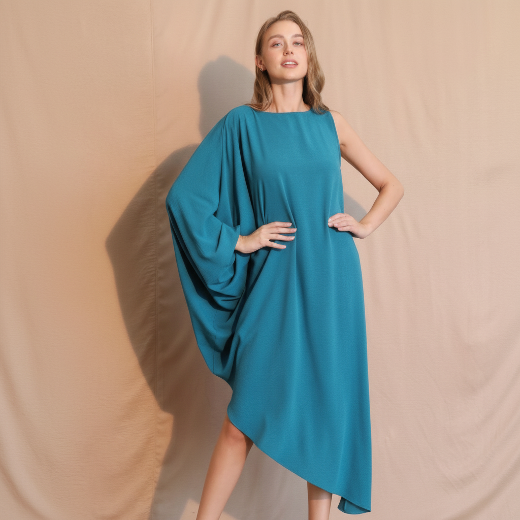 One-Sleeve Matte Crepe Dress - Elegant Evening Wear for Cocktail Parties
