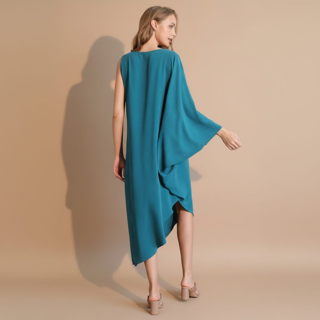 One-Sleeve Matte Crepe Dress - Elegant Evening Wear for Cocktail Parties
