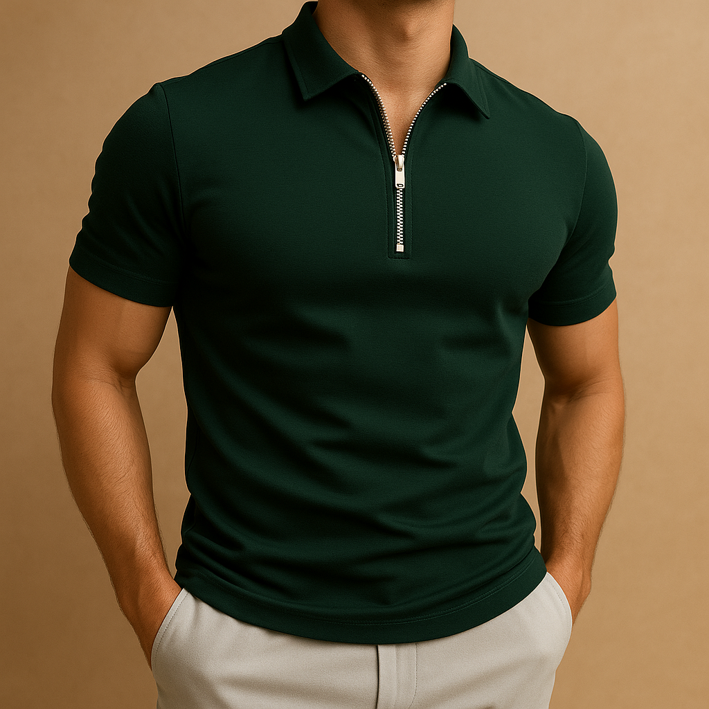 Slim Fit Zipper Polo Shirt | Modern Casual & Active Wear for Men