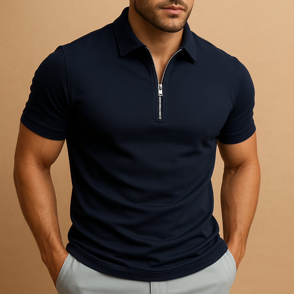Slim Fit Zipper Polo Shirt | Modern Casual & Active Wear for Men