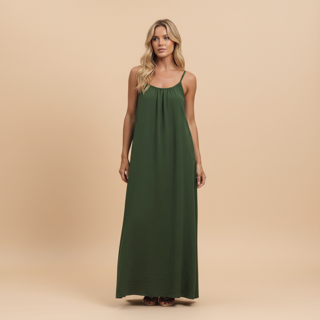 Lightweight Cotton Spaghetti Strap Dress - Loose Fit Casual Summer Wear