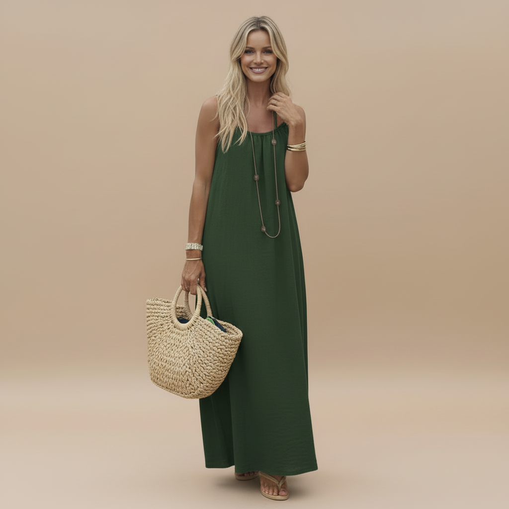 Lightweight Cotton Spaghetti Strap Dress - Loose Fit Casual Summer Wear