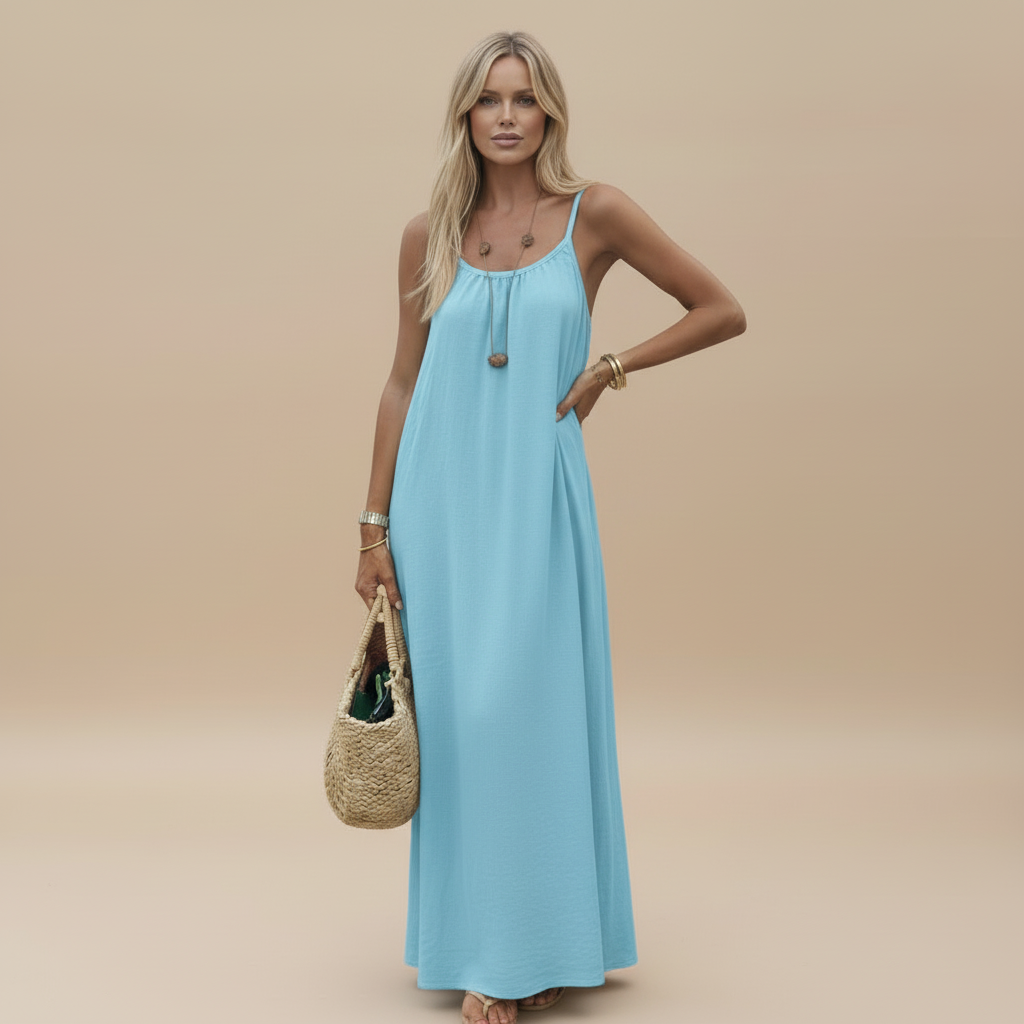 Lightweight Cotton Spaghetti Strap Dress - Loose Fit Casual Summer Wear