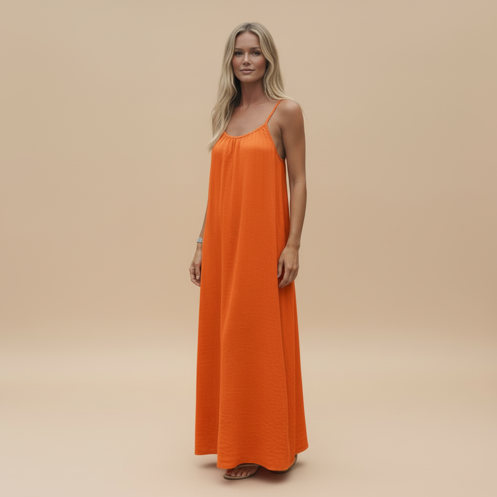 Lightweight Cotton Spaghetti Strap Dress - Loose Fit Casual Summer Wear