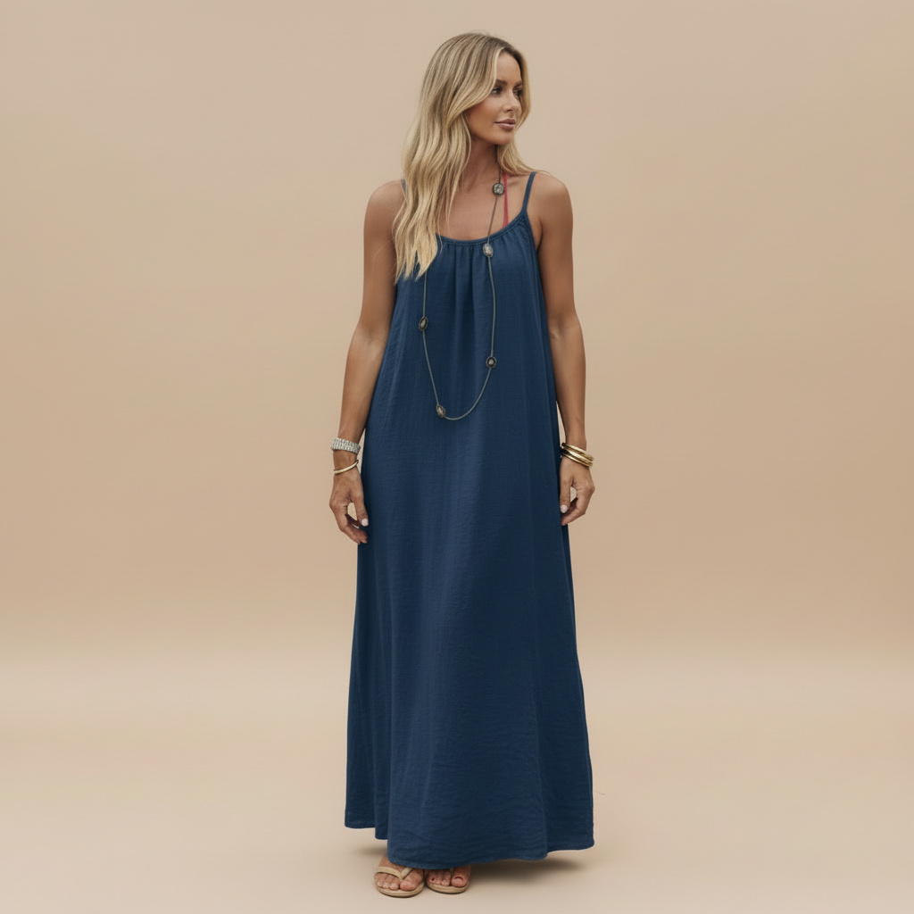 Lightweight Cotton Spaghetti Strap Dress - Loose Fit Casual Summer Wear