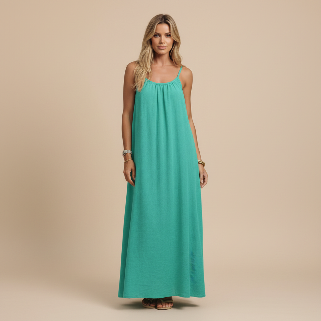 Lightweight Cotton Spaghetti Strap Dress - Loose Fit Casual Summer Wear