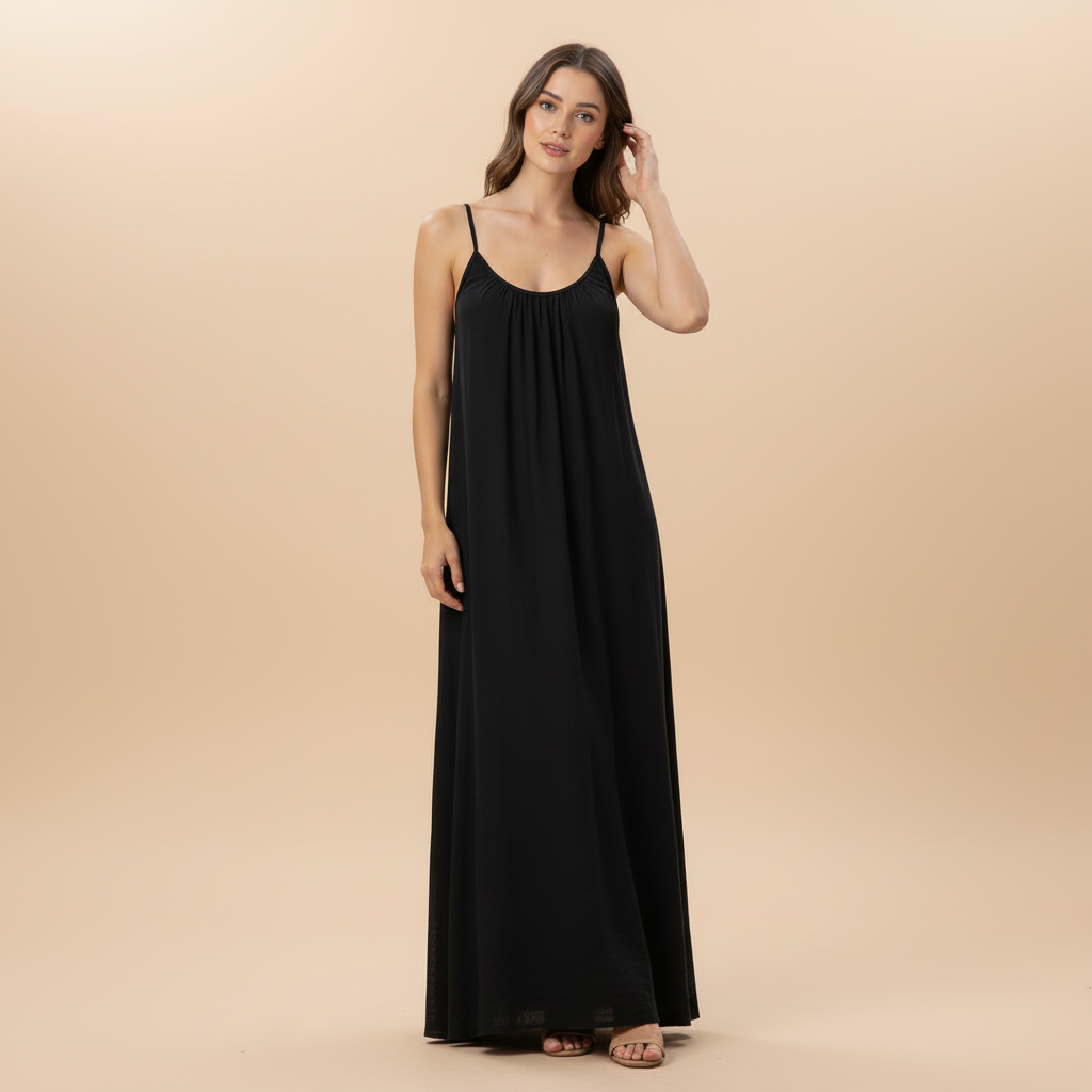Lightweight Cotton Spaghetti Strap Dress - Loose Fit Casual Summer Wear