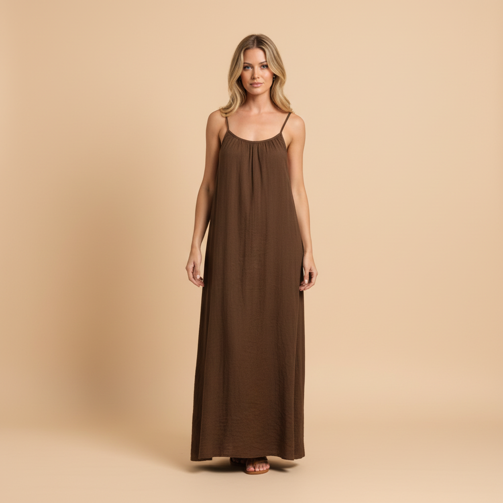 Lightweight Cotton Spaghetti Strap Dress - Loose Fit Casual Summer Wear