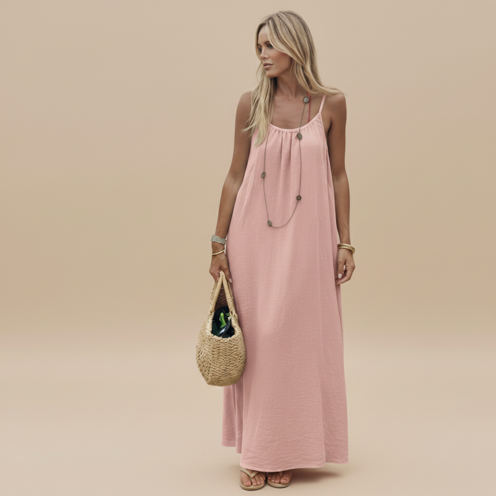 Lightweight Cotton Spaghetti Strap Dress - Loose Fit Casual Summer Wear