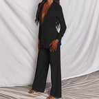 Women's Slim Fit Blazer and Trouser Set - Tailored Business Attire for Office Wear