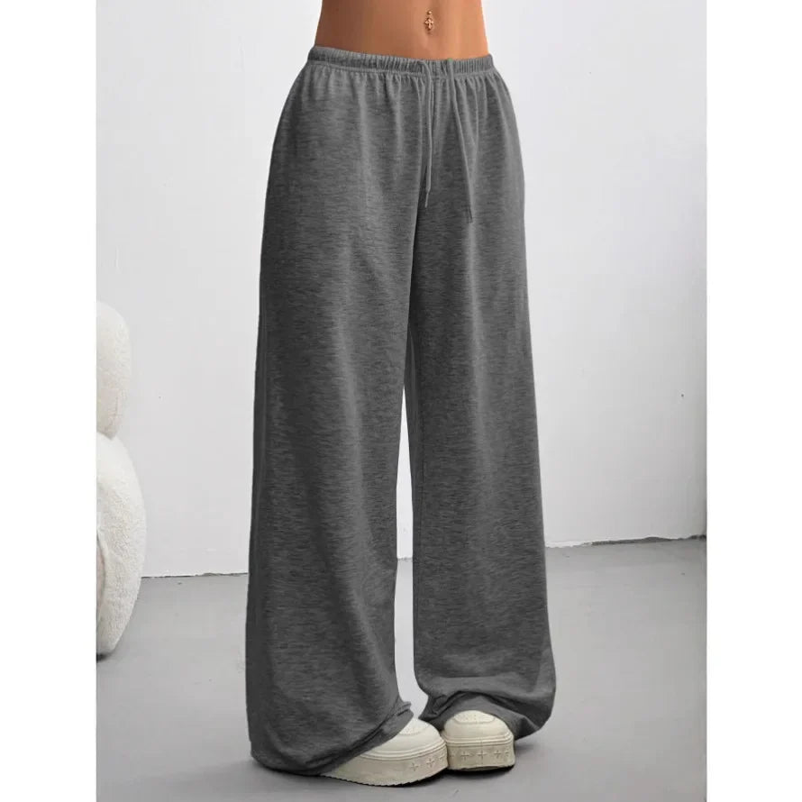 Women's Wide Leg Jogger Trousers - Soft Fabric for Casual Everyday Wear