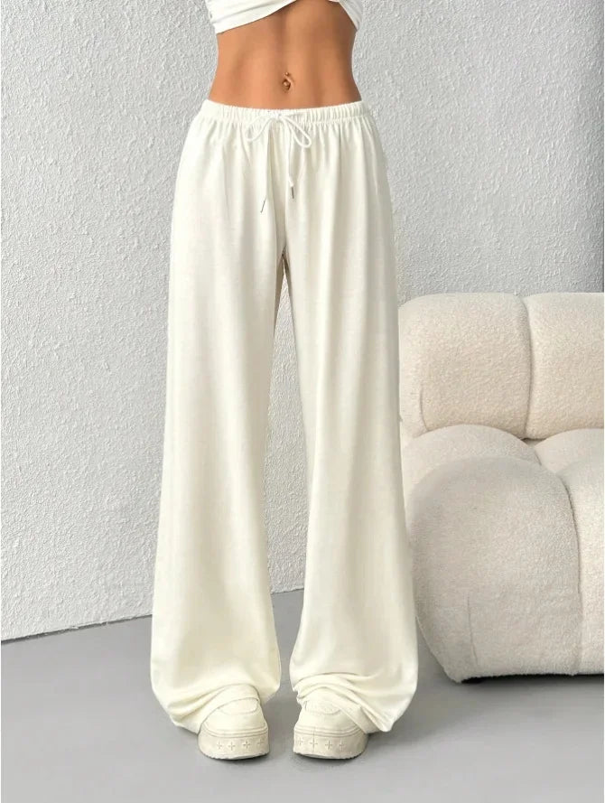 Women's Wide Leg Jogger Trousers - Soft Fabric for Casual Everyday Wear