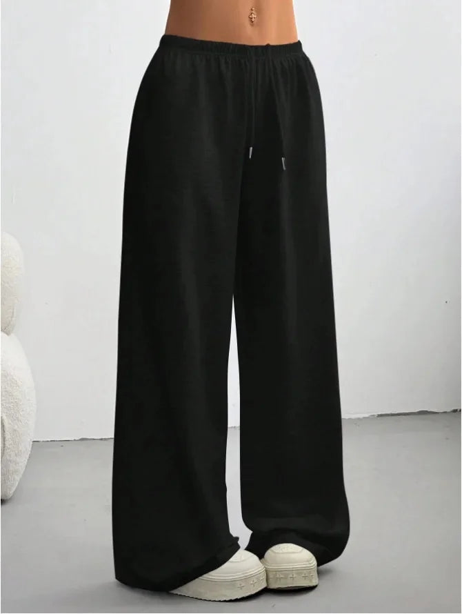 Women's Wide Leg Jogger Trousers - Soft Fabric for Casual Everyday Wear