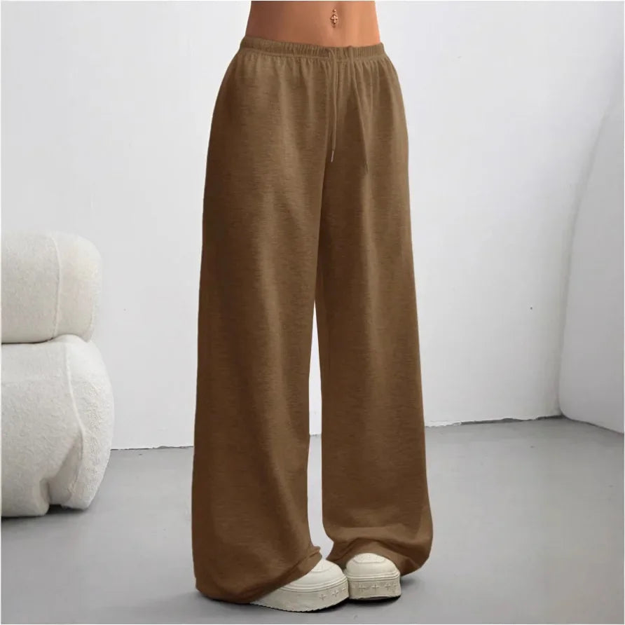 Women's Wide Leg Jogger Trousers - Soft Fabric for Casual Everyday Wear