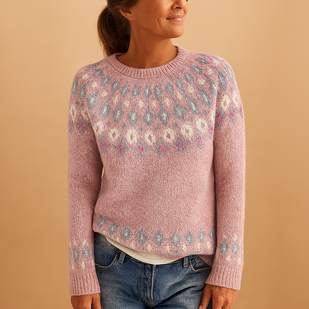 Wool Women's Casual Knit Jumper with Unique Pattern for Everyday Wear