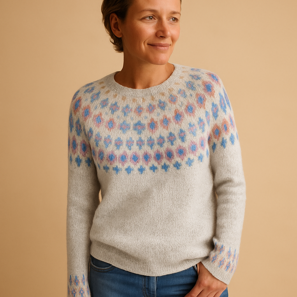 Wool Women's Casual Knit Jumper with Unique Pattern for Everyday Wear
